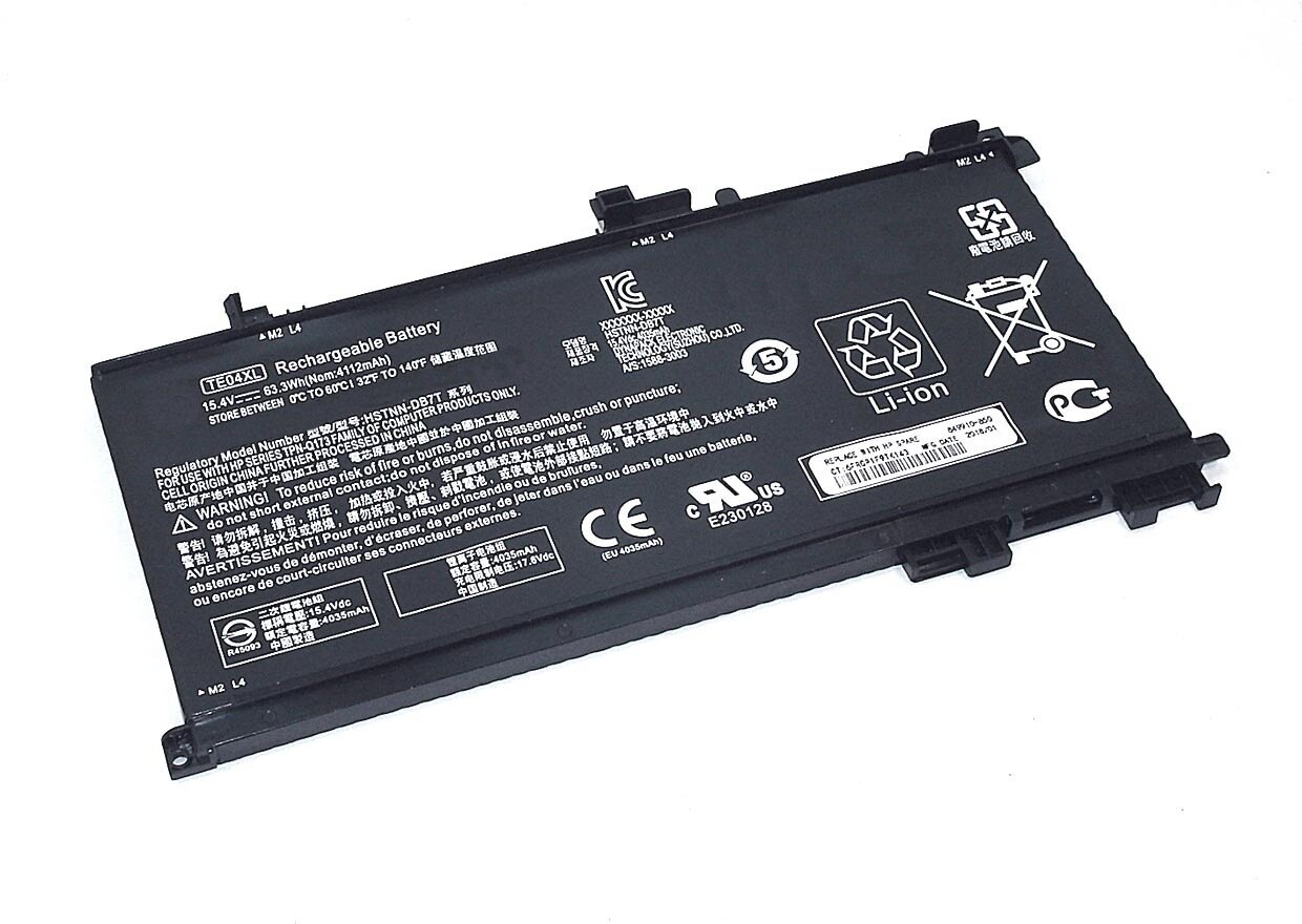 Аккумулятор TE04XL для ноутбука HP Omen 15-ax 15.4V 63.3Wh (4110mAh) черный