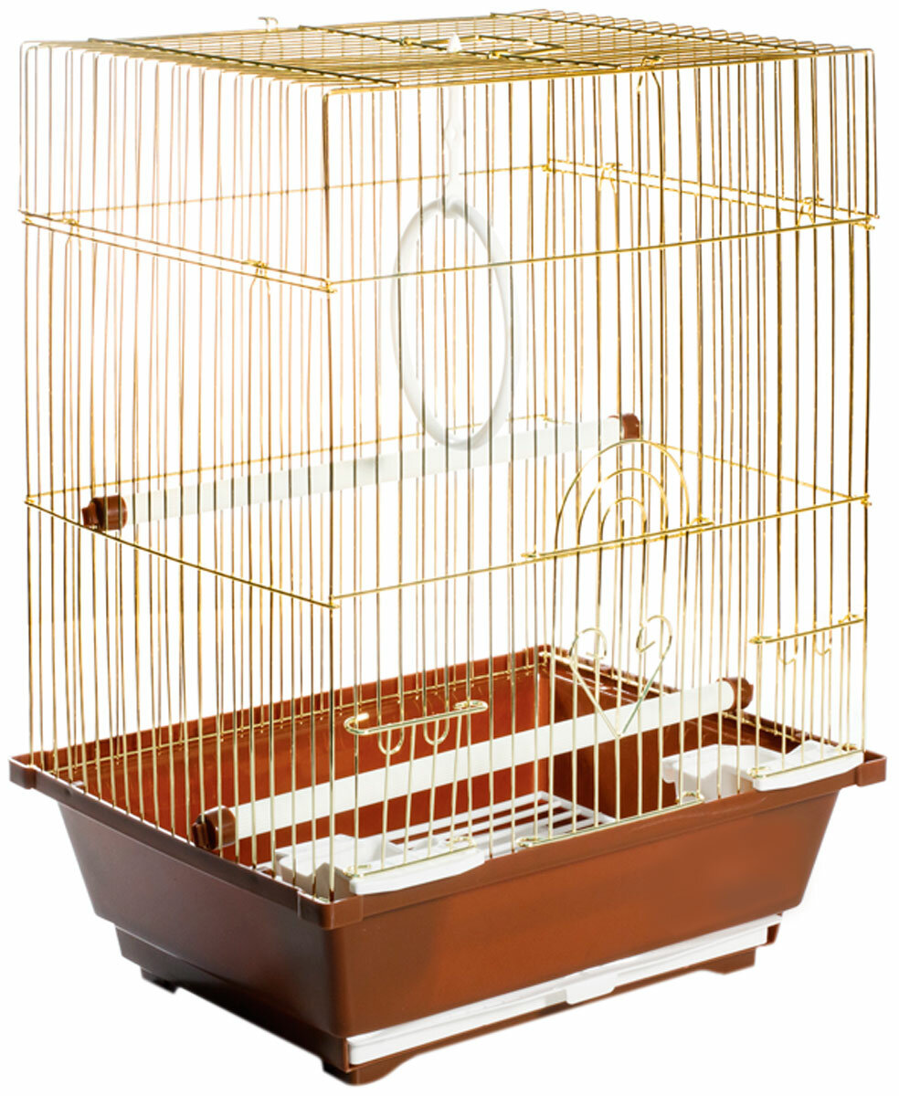 Клетка для маленьких птиц Золотая клетка A105G золотая, цвет поддона в ассортименте 30 х 23 х 39 см (1 шт)