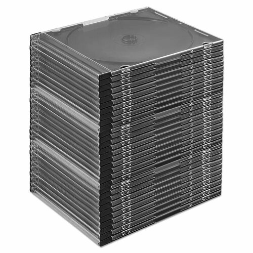 коробка для компакт диска стандартная jewelbox прозрачный трей тайвань Бокс для CD диска Slim 5 мм, черный, 30 штук CD Slim Box на 1 компакт диск