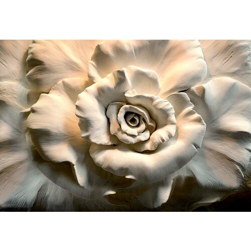 Моющиеся виниловые фотообои GrandPiK Барельеф роза. Гипс, 420х290 см
