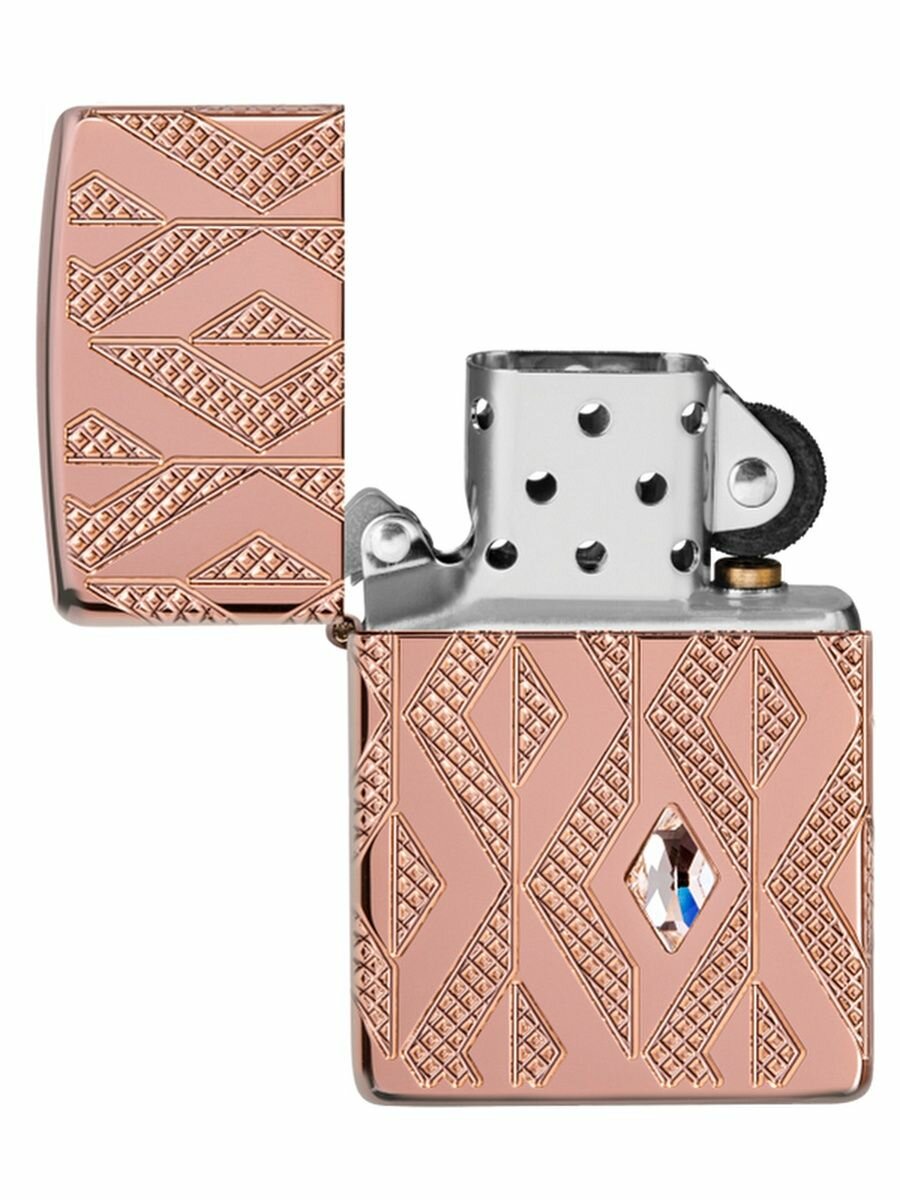 Зажигалка бензиновая Zippo 49702 Armor Geometric Diamond Pattern Design - фотография № 4