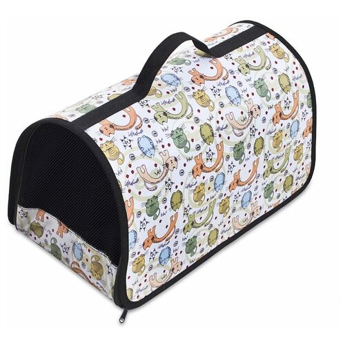 Сумка-переноска ZOLO №2 Коты, жесткая без ремня, бежевая 40х25х25см