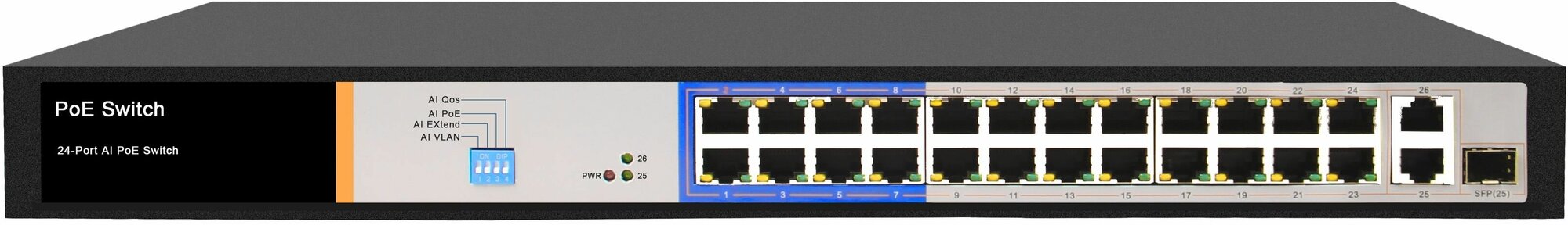 24-портовый PoE коммутатор ATIX AT-NS-24P2G-1GS-230 (F)