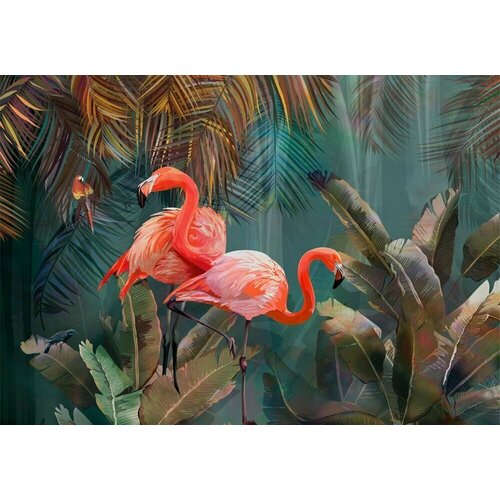 Моющиеся виниловые фотообои Пара фламинго, 400х280 см