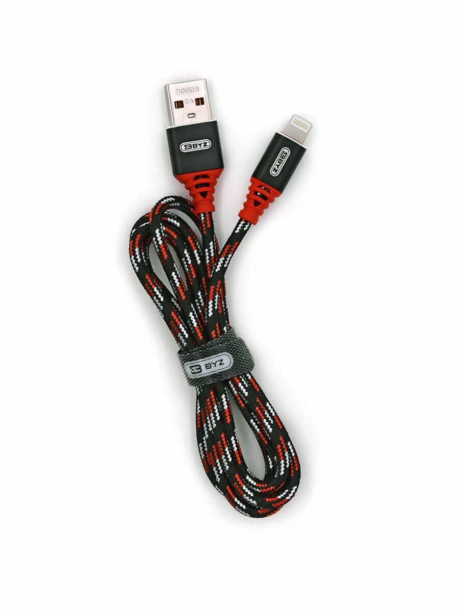 Кабель для зарядки Iphone / Провод USB - Lightning для айфона (1м) черно-красный