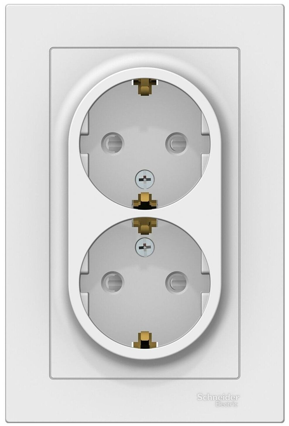 Евророзетка двойная с заземлением со шторками Schneider Electric ATLASDESIGN, 16А, в сборе, IP20, белый. - фотография № 2