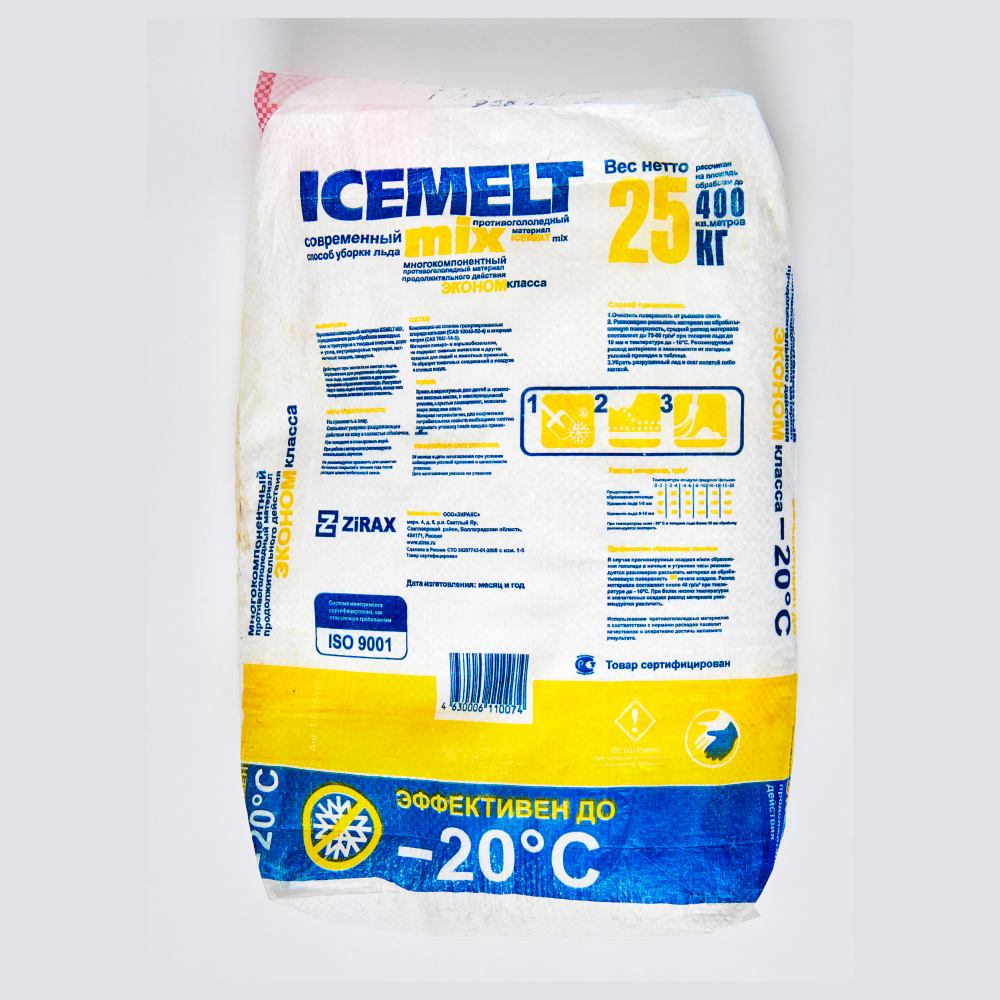 Реагент антигололедный 25 кг, ICEMELT Mix, до -20С, хлористый натрий, мешок - фотография № 2