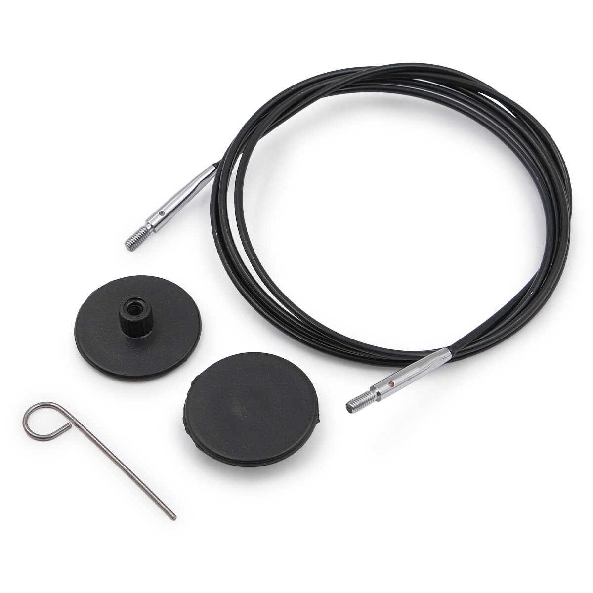 Тросик для съемных спиц, длина 94 см, нейлоновый, KnitPro черный — фото 1