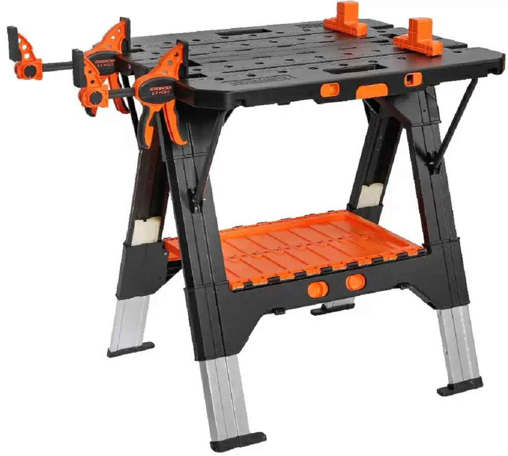 фото Верстак и козлы 2в1 2 струбцины 4 упора Pony Jorgensen 99214