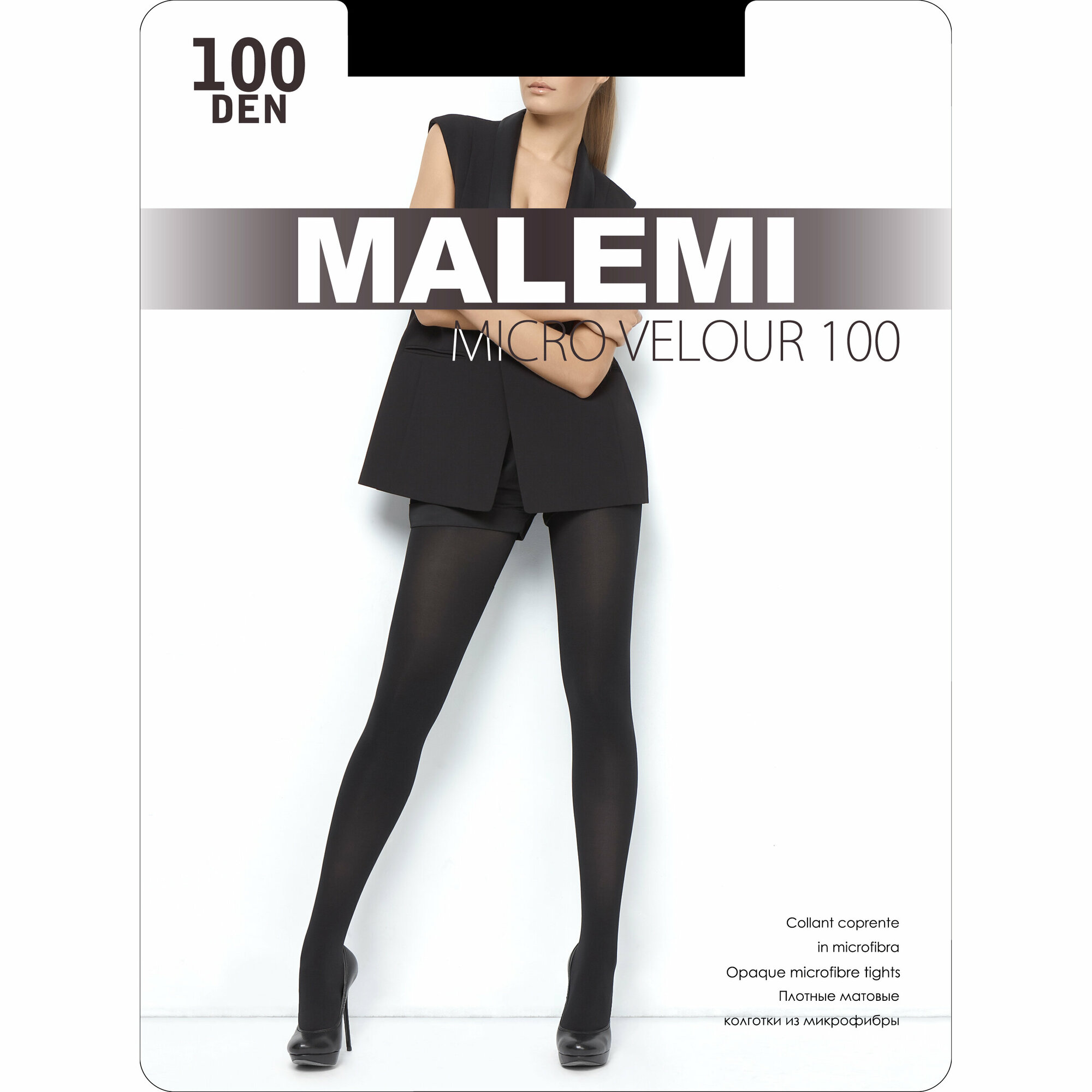 Колготки Malemi Micro Velour, 100 den, размер 2, черный