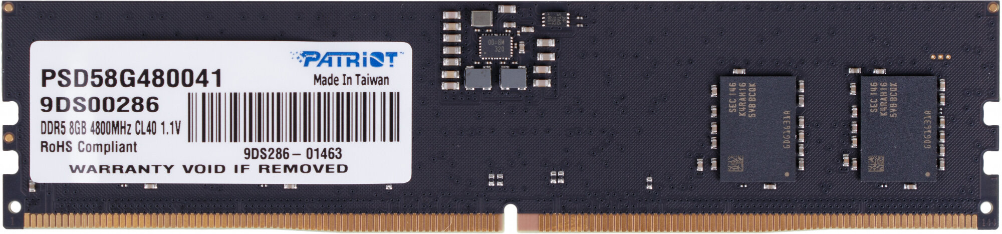 Оперативная память Patriot Signature DDR5 - 8GB, 4800 МГц, DIMM, CL40 (psd58g480041)