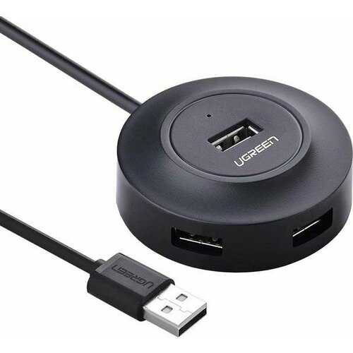 Хаб UGREEN CR106 20277 USB 2.0 to 4 USB 2.0 + порт для питания Micro USB, Black