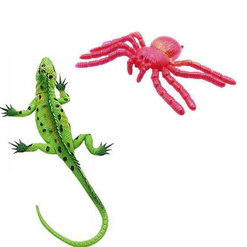 Паук и ящерица резиновая 2 шт игрушка паук антистресс ящерица фигурка