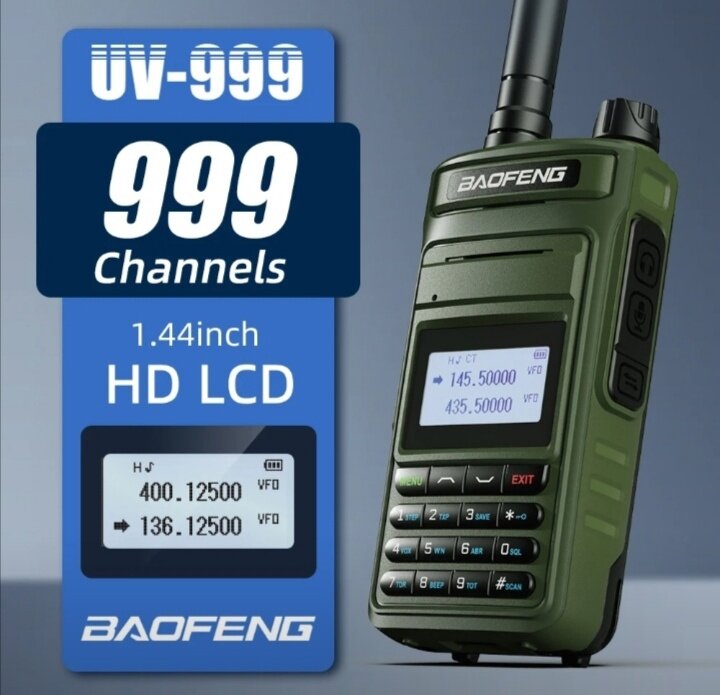 Рация Baofeng UV-999 ProMax 10 Вт класс водонепроницаемости IP X4 цвет зеленый