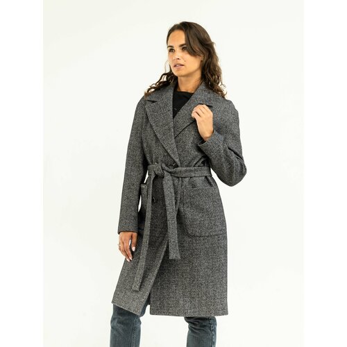 Шинель  ДЮТО демисезонная, силуэт полуприлегающий, средней длины, размер 44, серый