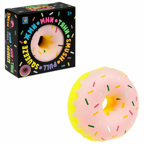 Игрушка антистресс Крутой замес 1TOY пончик розовый 1шт для рук, растягивающаяся, мялка, тянучка
