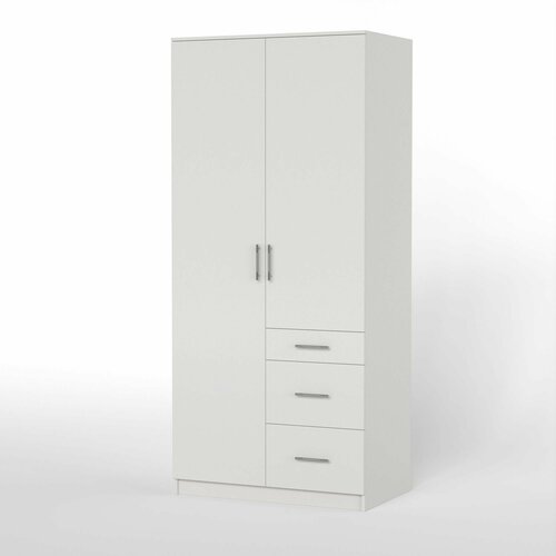 Шкаф для одежды, Двухдверный кристалл, Ш.80 x В.170 x Г.50см, Цвет шкафа: Белый.