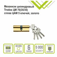Цилиндровый механизм (личинка, цилиндр замка) TRODOS, 70 мм (35-35), ключ /  ключ