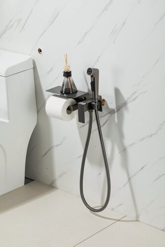 Изображение товара Гигиенический душ Frap F2076-9 с бумагодержателем, оружейная сталь