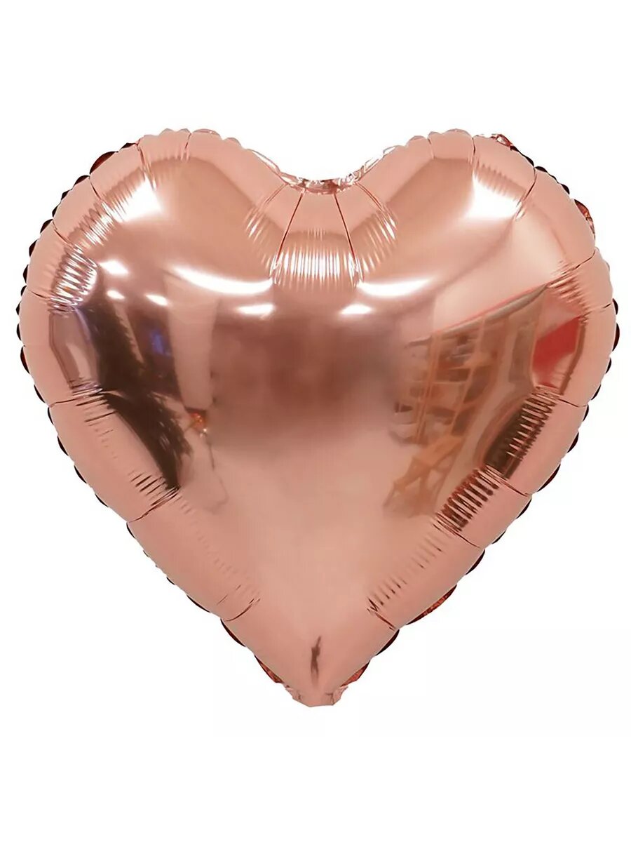 Сердце Шампань (Розовое золото) / Rose gold, фольгированный шар, 81 см, 3 шт.