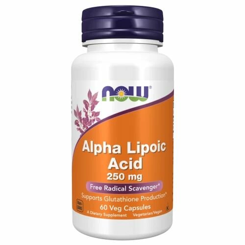 Now Foods Alpha Lipolic Acid 250 mg 60 капсул, антиоксидант, Альфа-липоевая кислота, противовоспалительное средство — фото 1