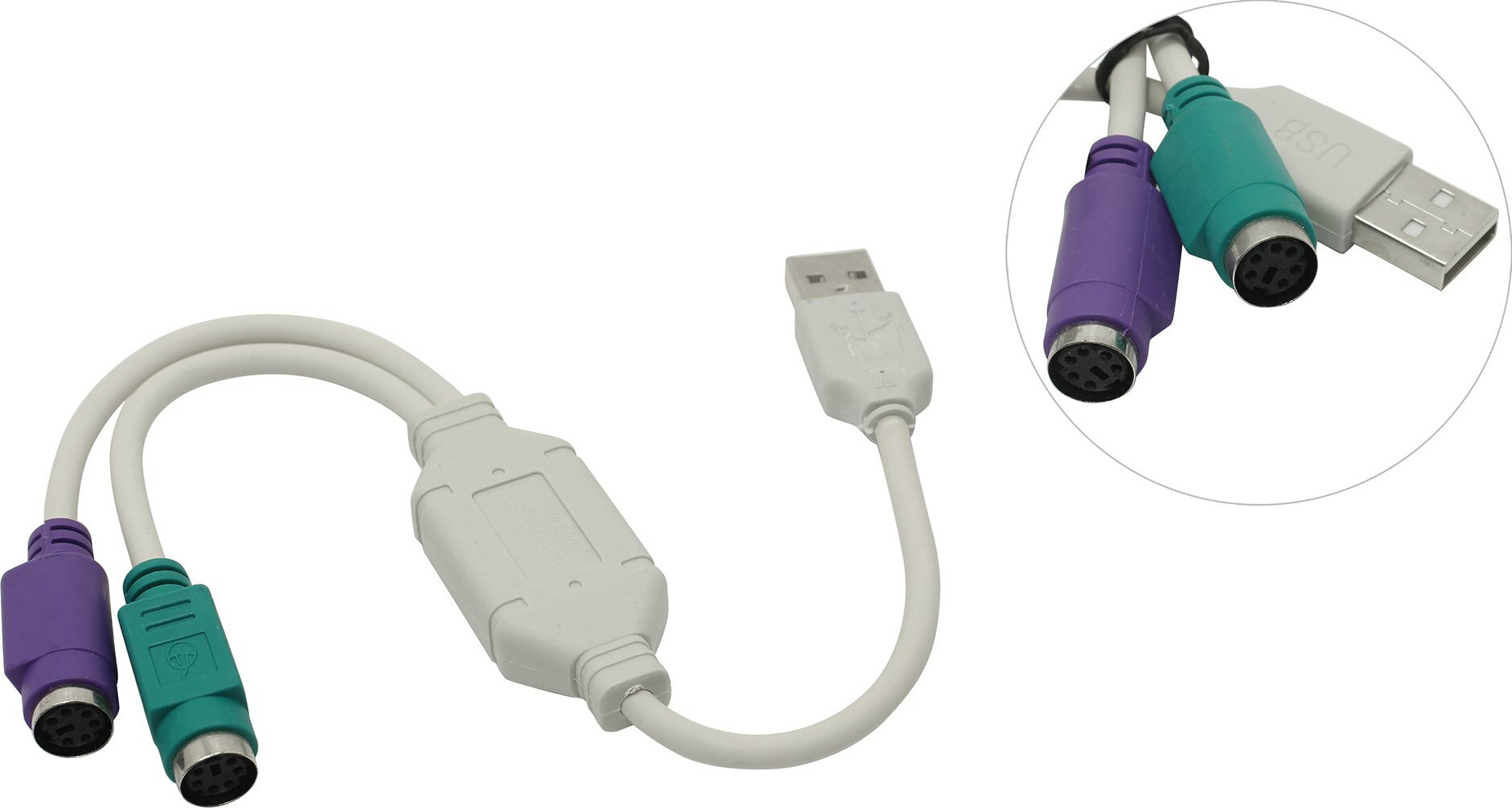Кабель- адаптер «B&P» USB Am -> 2xPS/2