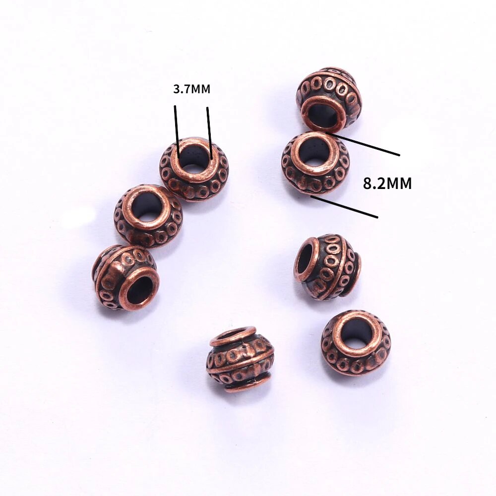 Бусины из тибетского серебра, бронза, 3.7мм, 8.2мм