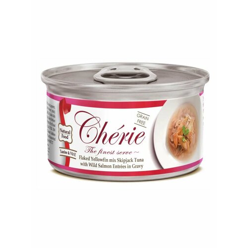 Pettric Cherie Flaked Yellowfin Mix Влажный корм для кошек, с тунцом и лососем в подливе - 24 шт* 80 гр