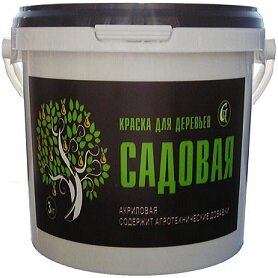 Краска для Садовых Деревьев Гермес 3кг Белая для Защиты от Солнечных Ожогов Заморозков Повреждений Насекомыми Грызунами.