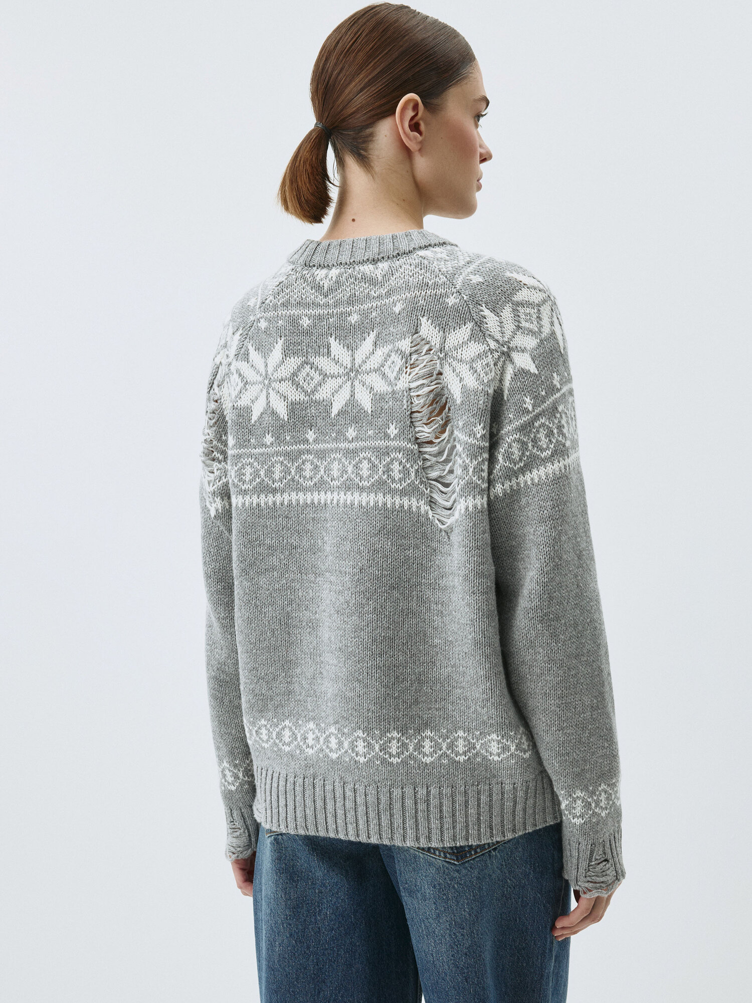 Джемпер Sela, размер S INT, белый принт графика — фото 1