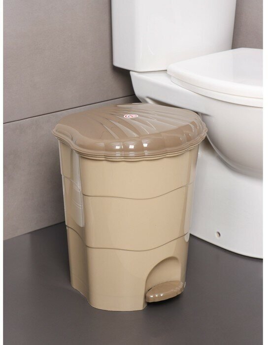 Ведро для мусора 18 л с педалью цвет латте-капучино