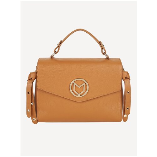 Сумка  сэтчел Marina Volpe повседневная, натуральная кожа, коричневый