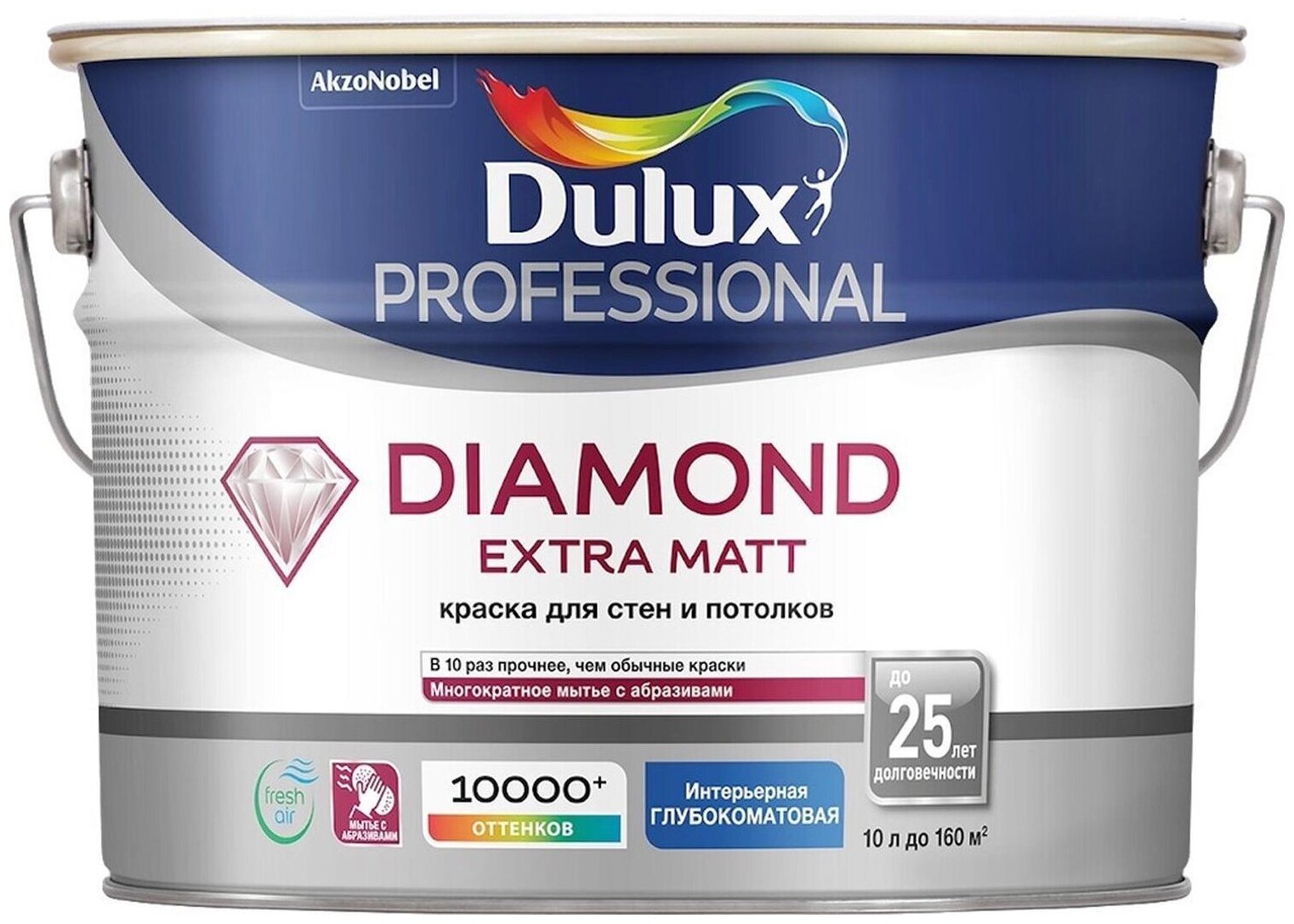 Краска для стен и потолков водно-дисперсионная Dulux Diamond Extra Matt глубокоматовая база BW 10 л.