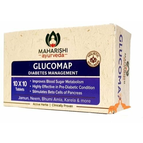 Глюкомап Махариши (Glucomap Maharishi) для лечения сахарного диабета, 100 таб.