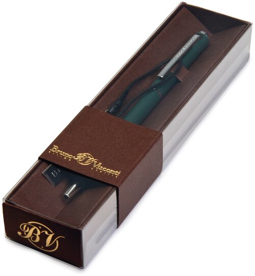 Ручка BrunoVisconti, шариковая автоматическая , 0,7 мм, синяя, в коричневом футляре, PALERMO (зеленый металлический корпус), Арт. 20-0250/031
