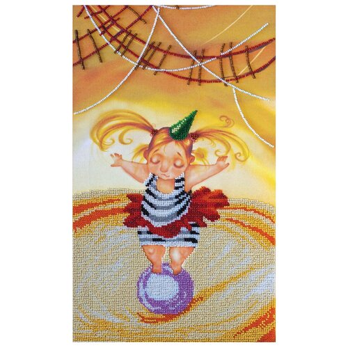 ABRIS ART Набор для вышивания бисером Девочка на шаре (АВ-380), разноцветный, 45 х 42 см abris art набор для вышивания бисером азалия 22 x 22 см ав 383