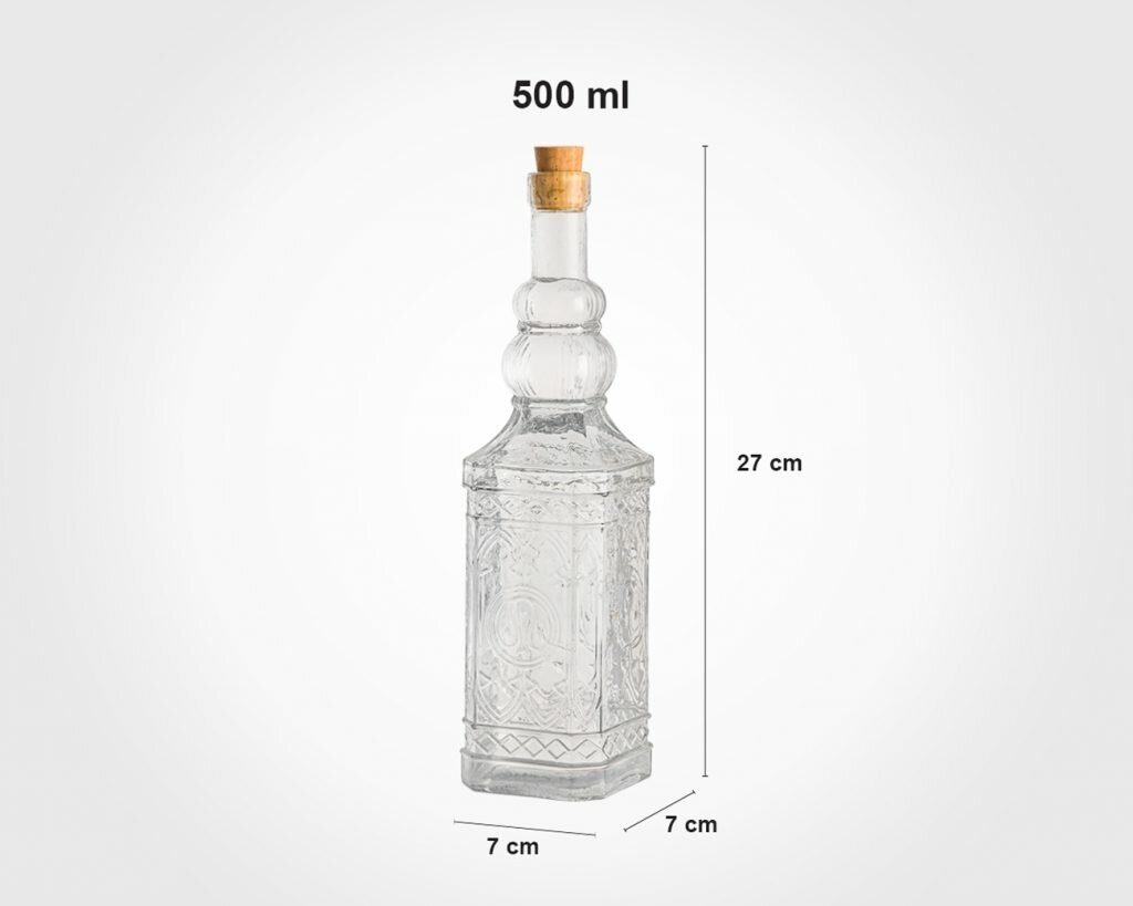 Прямоугольная стеклянная бутылка с пробкой 500 мл. - фотография № 2