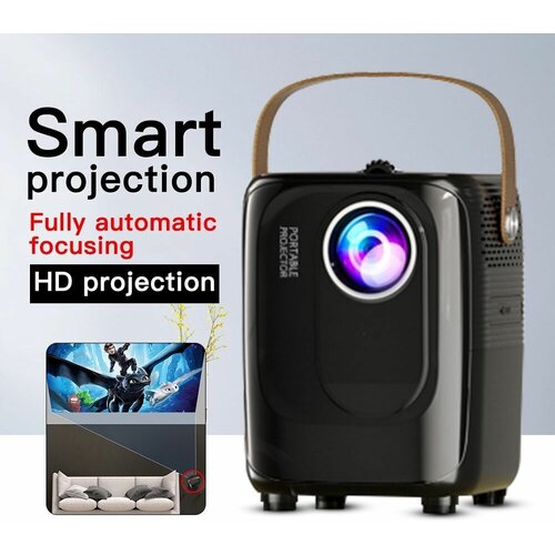 Портативный проектор, Проектор UMIIO Full HD 1080p 5G Android TV, Видеопроектор для для дома, дачи, офиса, Черный