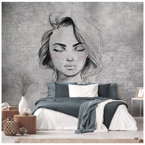 Фотообои 3D Портрет на кирпичной стене 300х270 ШхВ Фотообои 3D на стену флизелиновые 300х270 Фотообои в гостиную спальню зал кухню с девушкой Обои виниловые на флизелиновой основе с портретом девушки 7250₽