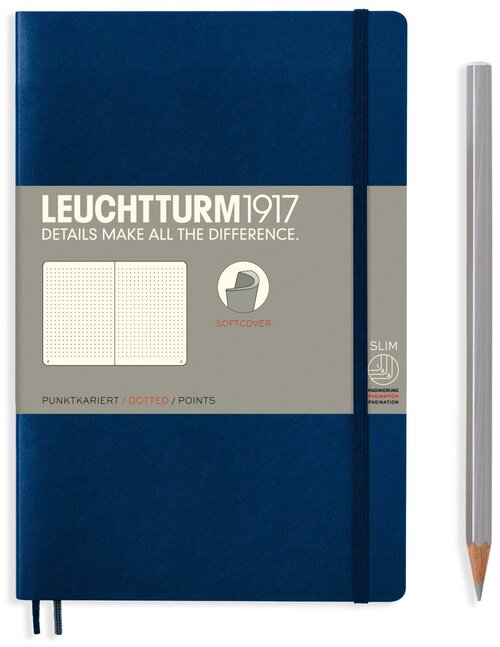 Блокнот Leuchtturm1917 Paperback B6+, мягкая обложка, темно-синий, в точку