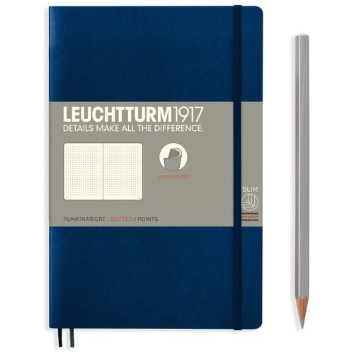 Блокнот Leuchtturm1917 Paperback B6+, мягкая обложка, темно-синий, в точку