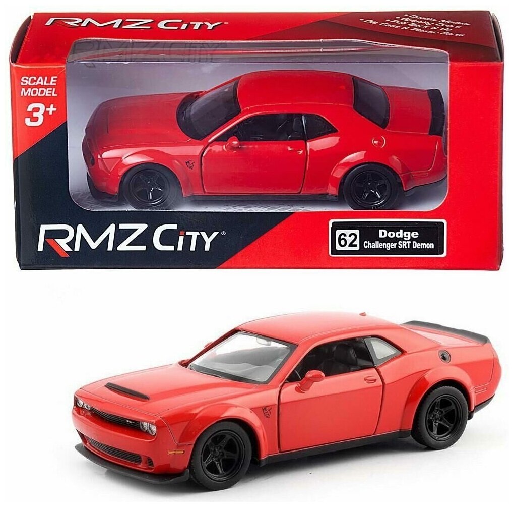 Машинка металлическая Uni-Fortune RMZ City 1:32 Dodge Challenger SRT Demon 2018 (цвет красный) - фотография № 5