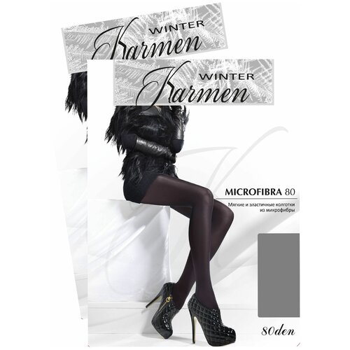 фото Колготки karmen microfibra, 80 den, 2 шт., размер 3, grigio