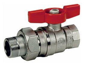 Кран шаровой полнопроходной Giacomini R859 - 1/2" (ВР/НГ, PN35, Tmax 185°C, ручка-бабочка красная)