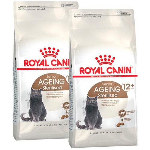 ROYAL CANIN AGEING STERILISED 12+ для пожилых кастрированных котов и стерилизованных кошек старше 12 лет (2 + 2 кг) корм для кошек royal canin ageing sterilised для кастрированных и стерилизованных старше 12 лет сух 400г