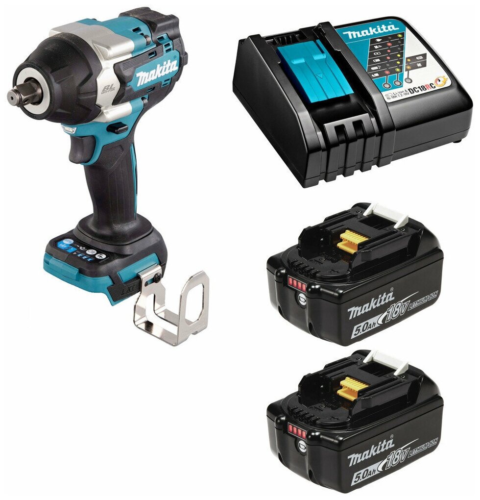 Гайковерт аккумуляторный 18В 700Нм - 1/2" Makita DTW700 Li-Ion 2x5Ач, з/у DTW700RTE