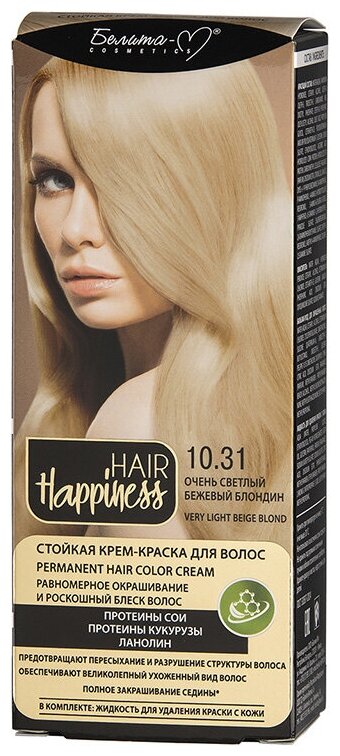 HAIR Happiness Стойкая крем-краска для волос тон № 10.31 Очень светлый бежевый блондин