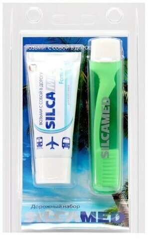 SILCA Набор дорожный: зубная паста Silcamed Fanily 30г + зубная щетка Silcamed