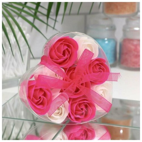 Мыльные розочки фуксия и белые набор 9 шт 750₽