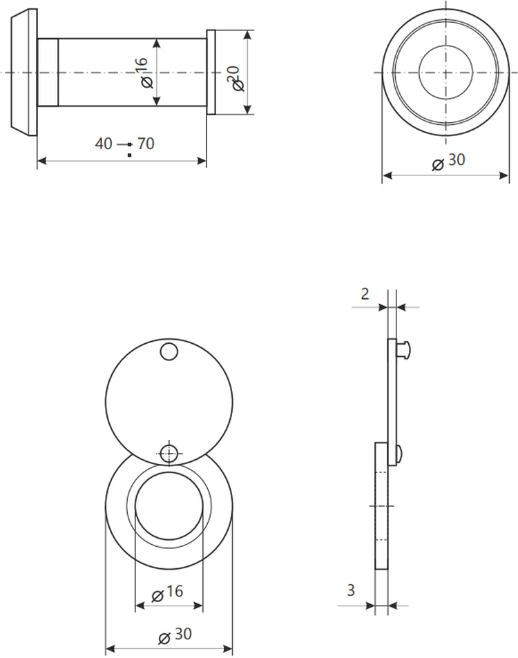 Глазок дверной Apecs 3016/40-70-G - фотография № 4